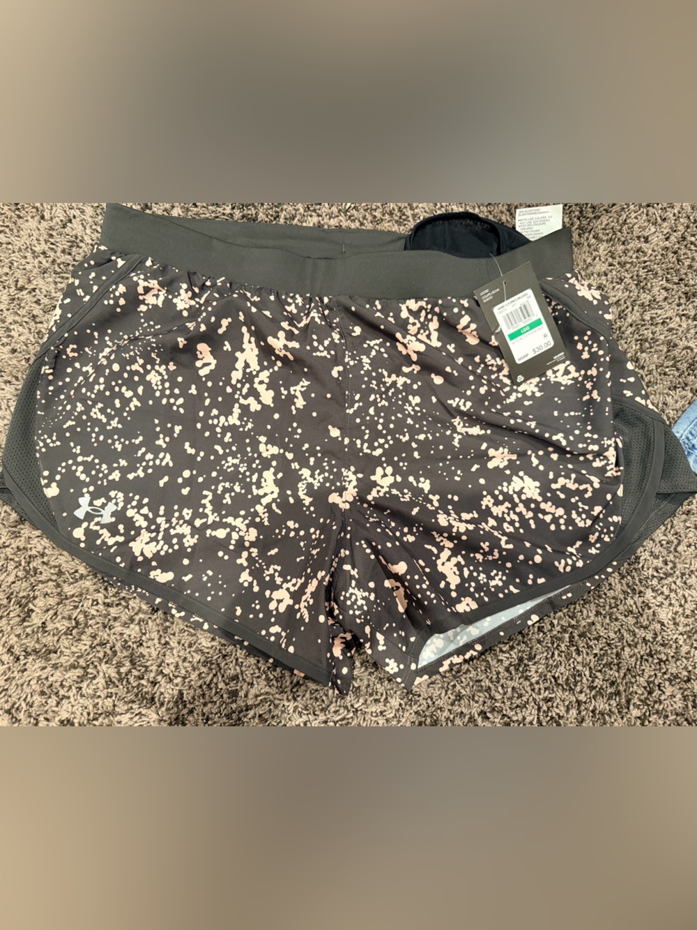 LG Black Athletic Shorts with Pale Pink Speckle